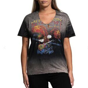 Affliction Women's Galactic V Neck Graphic Tee - M
